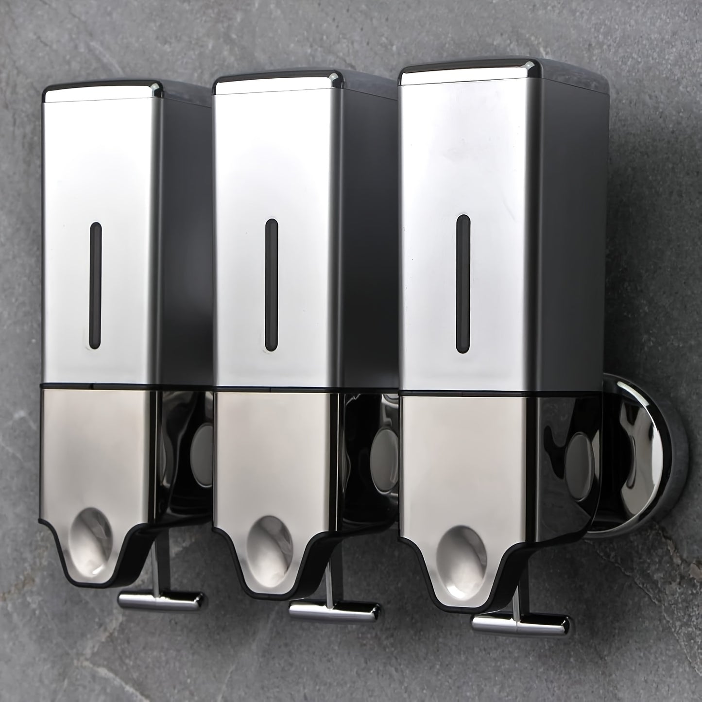 Shampoo, Shower Gel and Conditioner Dispenser Drill Free with Adhesive.No-Drill 3pcs 16.91oz Wall Mounted soap Dispenser for Bathroom and Kitchen.