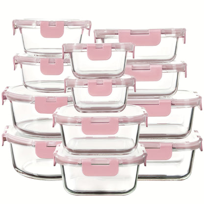 24pcs (12 Lids+12 Glass Bowl) Borosilicate Glass Food Storage Containers with Airtight Lids, Ideal for Meal Prep, Lunches - Microwave and Dishwasher Safe