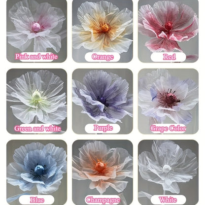 Artificial Silk Peony Flowers Giant Set of 3 Large Fake Flowers with Base & Branches for Wedding, Birthday Party, Home Decor & Window Display – 8 Colors