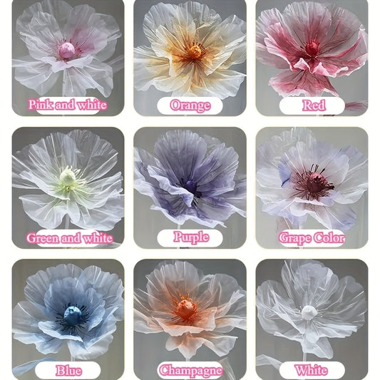 Artificial Silk Peony Flowers Giant Set of 3 Large Fake Flowers with Base & Branches for Wedding, Birthday Party, Home Decor & Window Display – 8 Colors