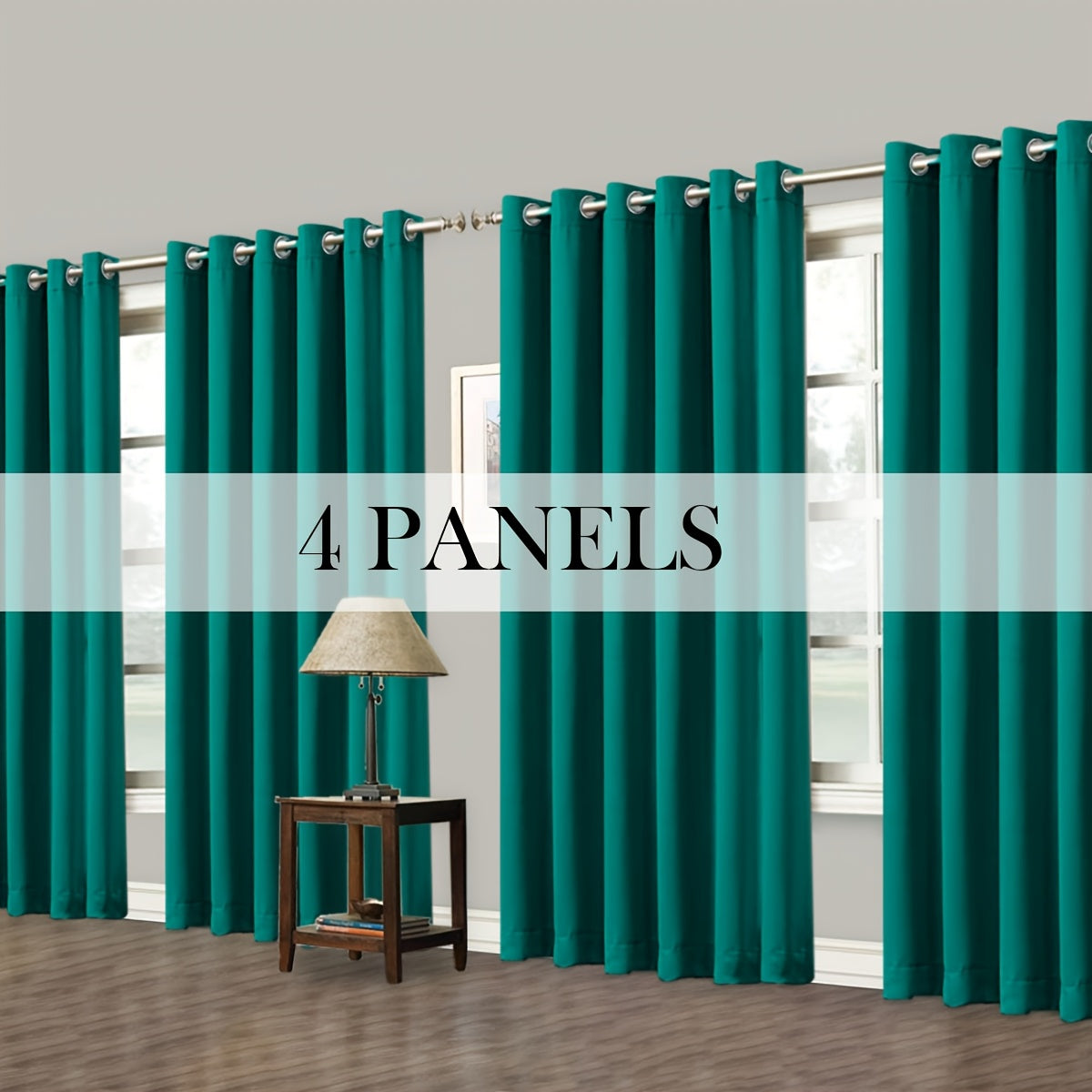 4 Panels Blackout Curtains Grommet Room Darkening Sun Blocked Curtains for Living Room, Bedroom, Set of 4 Panels