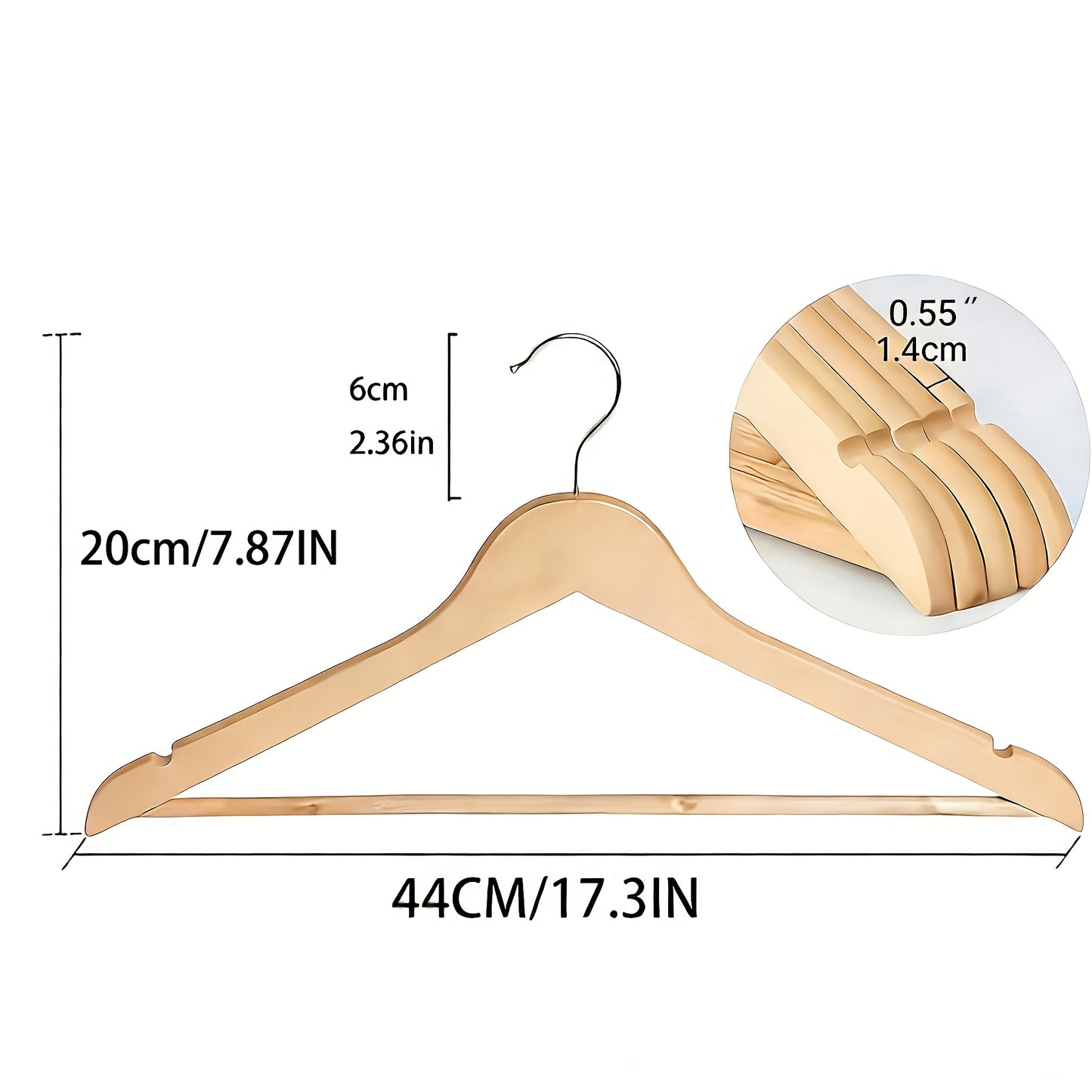 30/20/10 Home Premium Wooden Hangers - Durable & Slim Coat Hanger - Suit Hangers with 360-Degree Rotatable Hook - Wood Hangers with Shoulder Grooves (Natural Color)