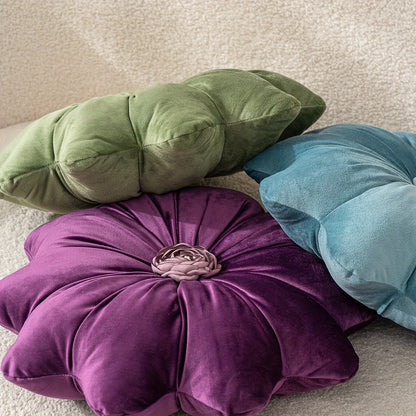 Round Flower Shaped Throw Pillow with Insert 16 Inch Soft Knit Decorative Cushion Machine Washable Zipper for Sofa Bed Car Home Decor 5 Colors