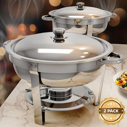 6/9QT Chafing Dishes For Buffet, 1/2/4/6 Pack Round Chafing Dish Buffet Set, High Grade Stainless Steel Buffet Food Warmers Sets For Catering Events Parties Dinners With Complete Set, Golden And Silver, Only For Cooking