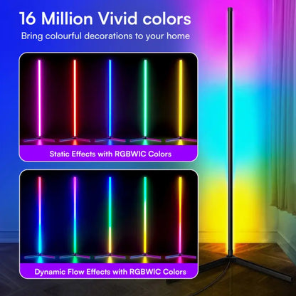 RGB Smart Floor Lamp 56 Inch – 16 Million DIY Color Changing with App & Remote Control, Music Sync, 4 Modes, USB Powered for Game Room, Christmas & Halloween Decor (1, 2 or 4 Pack)