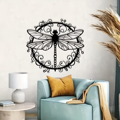 Metal Dragonfly Wall Art – Black Iron Dragonfly Wall Decor, Intricate Animal Print Design, Indoor Outdoor Wall Mounted Sculpture for Living Room Garden Office, Housewarming Wedding Gift