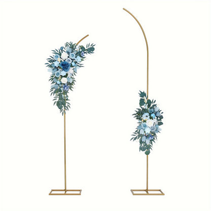 Metal Balloon Arch Backdrop Stand Set of 2 Golden Curved Top Wedding Arch Frames, 6Ft And 8Ft Balloon Arched Backdrop Stand for Ceremony Birthday Anniversary Bridal Baby Shower Floral Stand Decoration