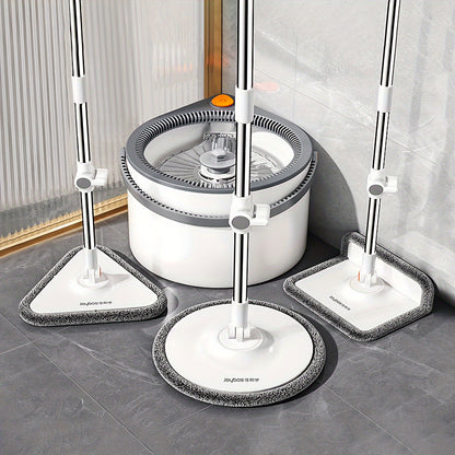 Spin Mop and Bucket Set with Wringer, Joybos Hands-Free Self-Wringing Rotating Floor Mop, Sewage Separation Design, 3 Mop Head Types, Dry & Wet Use for Home, Kitchen & Bathroom Floor Cleaning