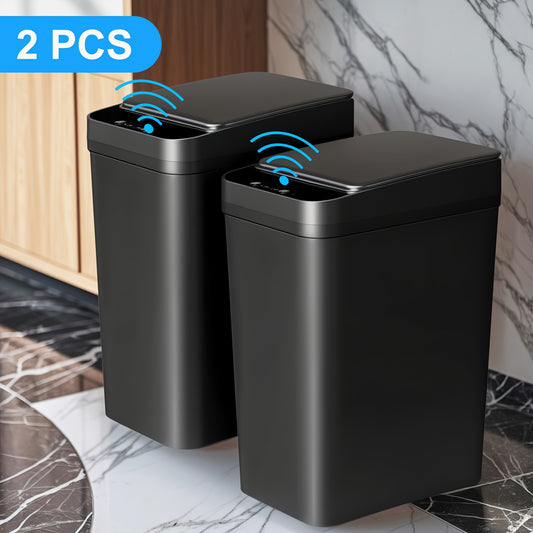 2 Pack 4.2 Gallon And 2.6 Gallon Bathroom Automatic Trash Can Touchless Smart Motion Sensor Garbage Can with Lids Small Narrow Electric Garbage Bin for Bedroom Living Room Office