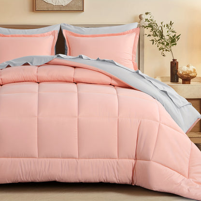 7pcs Comforter Set-Luxury Soft Fluffy Bedding With 1 Comforter, 1 Fitted Sheet, 1 Flat Sheet, And 4 Pillowcases & Pillow Cover-All Season Quilte Set Queen, Hypoallergenic, Breathable, Easy Care, Valentine'S Day Bed In A Bag, Gifts For Her