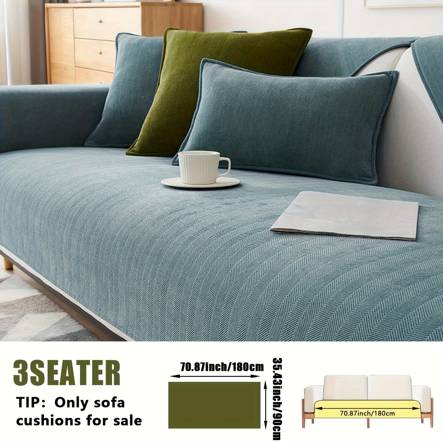 1pc of Pet-Friendly Chenille Ribbed Sofa Cover That Is Non-Slip And Machine Washable, Made from Soft Stretch Fabric Suitable for 2, 3, Or 4-Seater And Sectional Sofas. It Enhances Contemporary Home Decor in Living Rooms, Bedrooms, And Offices