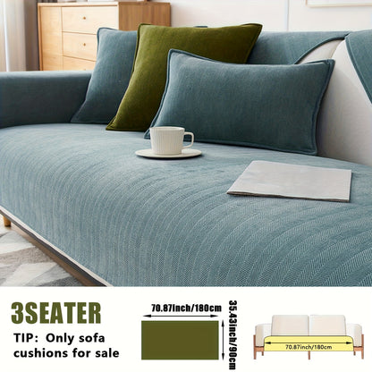 1pc of Pet-Friendly Chenille Ribbed Sofa Cover That Is Non-Slip And Machine Washable, Made from Soft Stretch Fabric Suitable for 2, 3, Or 4-Seater And Sectional Sofas. It Enhances Contemporary Home Decor in Living Rooms, Bedrooms, And Offices