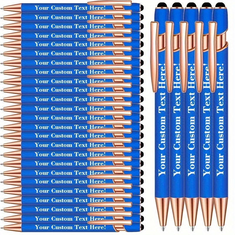 Custom Engraved Luxury Pens Bulk Set with Touch Tip & Soft Grip - Personalized with Logo, Name or Text, Elegant Gift Pens for Wedding, Birthday, Christmas, Office, Party Giveaways - 25/30/35/45/50 Pcs