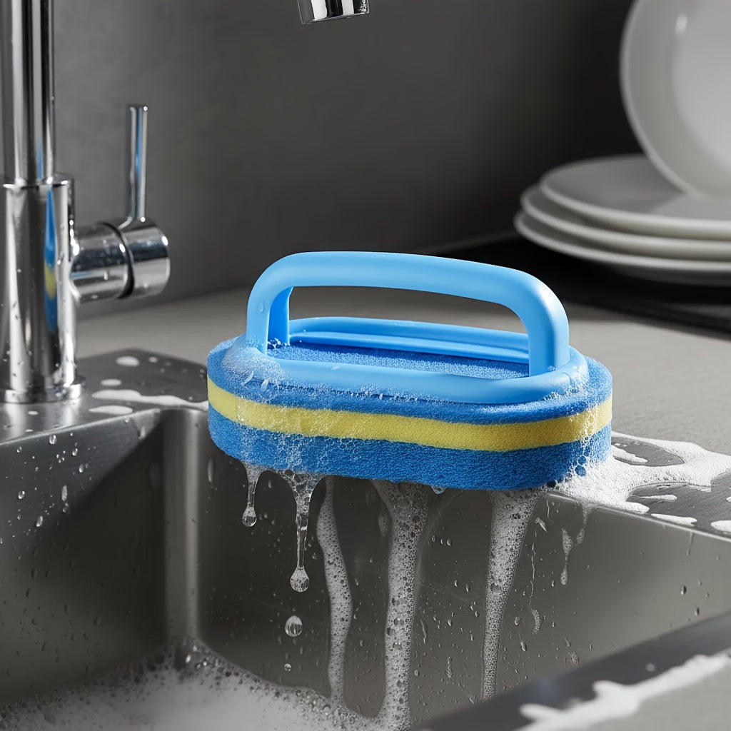 5pcs Thickened Natural Sponge Cleaning Brushes, Ergonomic Handle, Quick-Drying And Gentle, for Multi-Surface Cleaning Including Kitchen, Bathroom, Pool, And Dishware, Durable And Pill-Free.