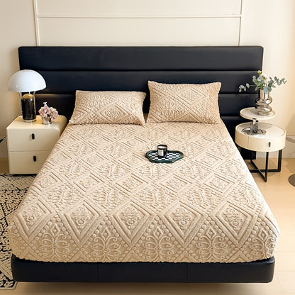 European Embossed Super Soft Bed Sheet/Blanket- Four Season Universal Warm Mattress Protective Cover, Soft Machine Washed Bedding, Deep Pocket Design, Suitable For Multiple Specifications Twin, Queen, King, Full.(NO Pillowcase) Gifts For Parents