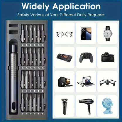 25pcs Precision Screwdriver Set with Flat-Head & Phillips/Slotted Bits - Heavy-Duty Plastic Construction, Ergonomic Grip - All-in-One Kit for Electronics, Smartphones, Watches, Glasses, Jewelry, Home Repairs - Compact Included - Ideal for