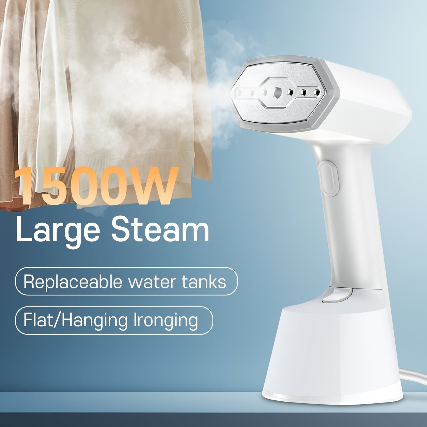 1pc Hand Held Garment Steamer, Travel Steamer for Clothes Portable, 15s Heat-Up, Clothing Steamer with Large 9.47oz Tank, Suitable for Home, Office And Travel, A Must-Have for Travel Experts