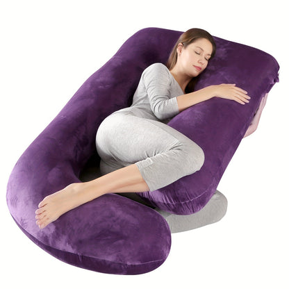 Pregnancy Pillow J-Shape 60 Inch Full Body Maternity Pillow with Velvet Cover – Back Leg Belly Support for Pregnant Women Side Sleeper Body Pillow Multiple Colors
