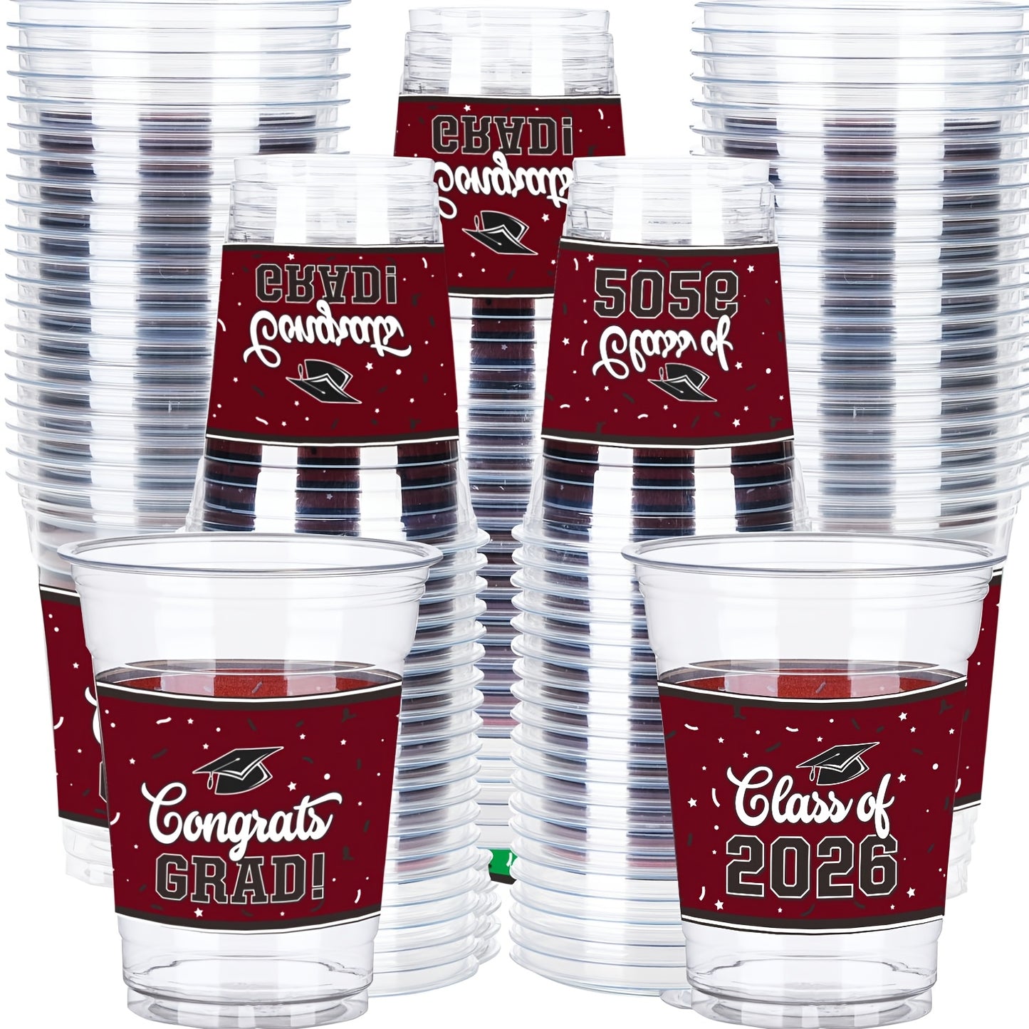 100pcs Graduation Cups Class Of 2026 Disposable Graduation Plastic Cups, 2026 Graduation Party Cups For Congrats Grad, Class Of 2026 Celebration Party Supplies Tableware
