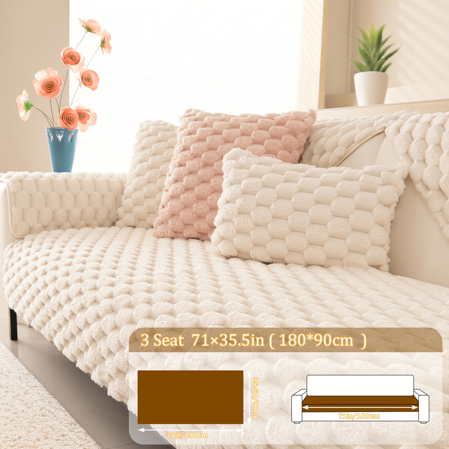 35.5x83inch Sofa Pads (2/3/4-Seat) Anti-Scratch - Non-Slip, Cozy & Durable - Perfect for Couches, Sectionals, Recliners Pet-Friendly- Beige, Light Brown, Light Grey (Machine Washable) Multiple Sizes Available 35.5x63inch 35.5x71inch