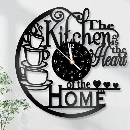 Coffee Vinyl Record Wall Clock Silent, Decorative Coffee Cup Design Clock for Kitchen Living Room Bedroom, Unique Home Decor Gift for Coffee Lovers Christmas Birthday