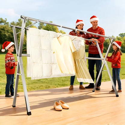 A Versatile Clothes Drying Rack Available in Two Sizes, 63" And 78.7", Designed for Both Indoor And Outdoor Use. This Durable Metal Rack Is Collapsible And Features a Heavy-Duty Stainless Steel Clothesline, Drying Racks