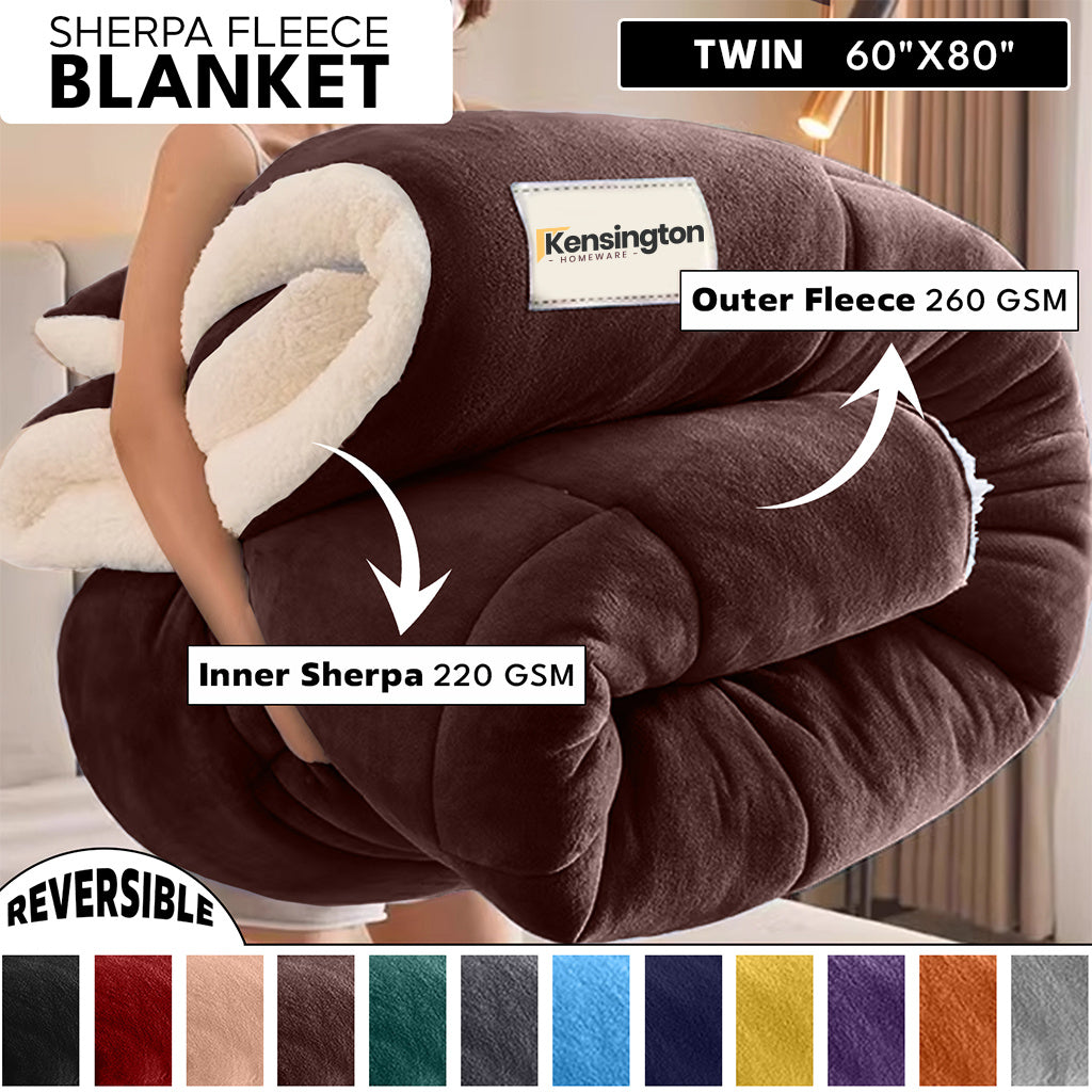 480GSM Heavy Sherpa Fleece Blanket – Double-Sided Warm Throw for Couch, Bed, Office and Travel, Reversible All Season Comfort, Room & Sofa Decoration, Holiday Gift, Sofa Blankets