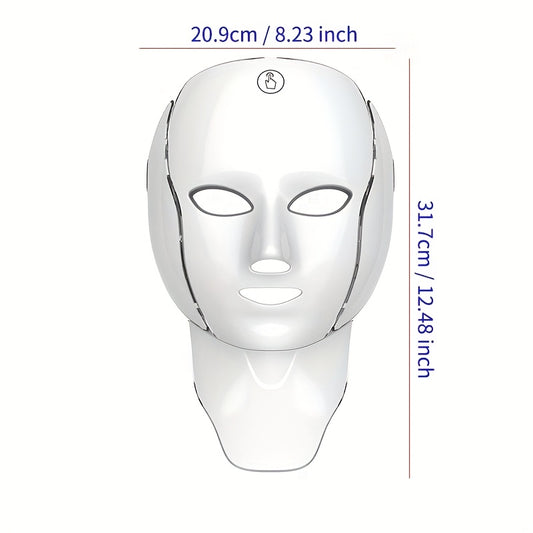 LED Light Therapy Facial Mask 7-Color USB Rechargeable – Face Neck Anti-Aging Acne Rejuvenation Skincare Device, Beauty Instrument Gift for Women, Valentine's Day Mother's Day Birthday