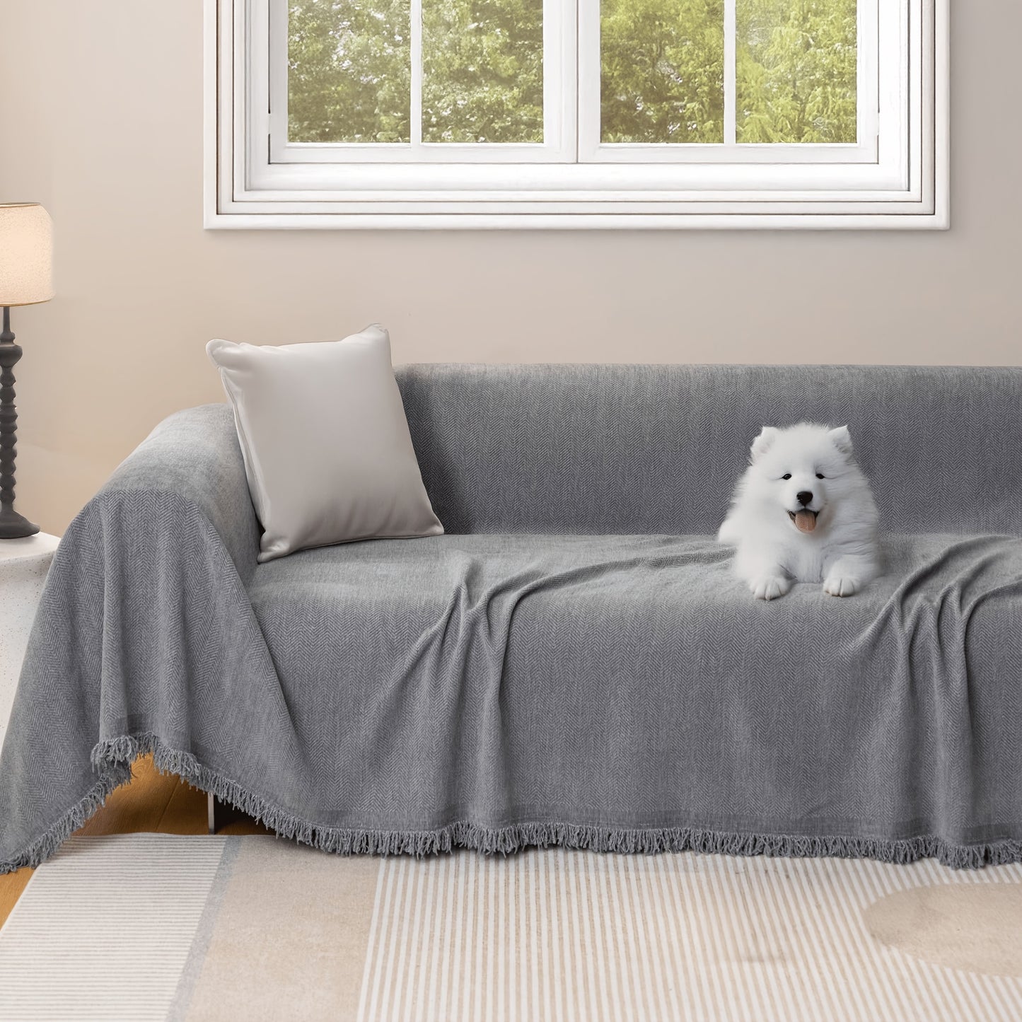 Extra-Large Sofa Cover Measuring 134 by 102 Inches, Designed to Be Pet-Friendly, Washable, And Made from Durable, Breathable Fabric. This Modern Protector Is Scratch-Proof And Easy to Clean, Making It a Budget-Friendly Option for Your Living Room