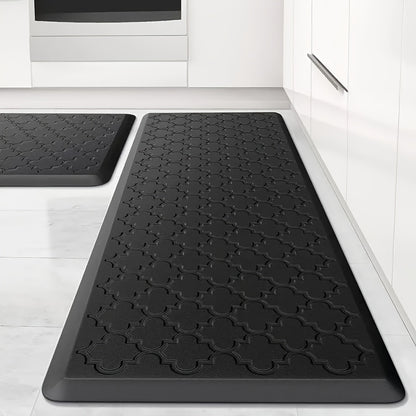 Anti-Fatigue Kitchen Floor Mat – Cushioned PVC Foam Non-Slip Ergonomic Standing Mat for Kitchen, Office, Sink & Laundry, 2 Sizes – Gray & Black