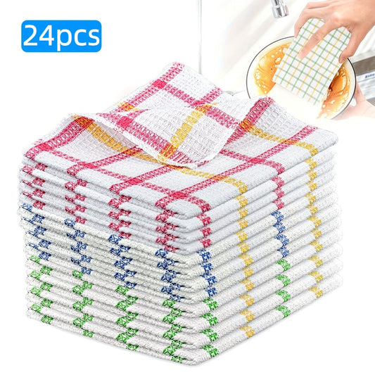 Kitchen Cleaning Cloths 24 Pack Soft Absorbent Reusable Dish Towels Square Dishcloths Durable Multi-Purpose Cleaning Rags for Home Kitchen Assorted Holiday Patterns Christmas Halloween Thanksgiving