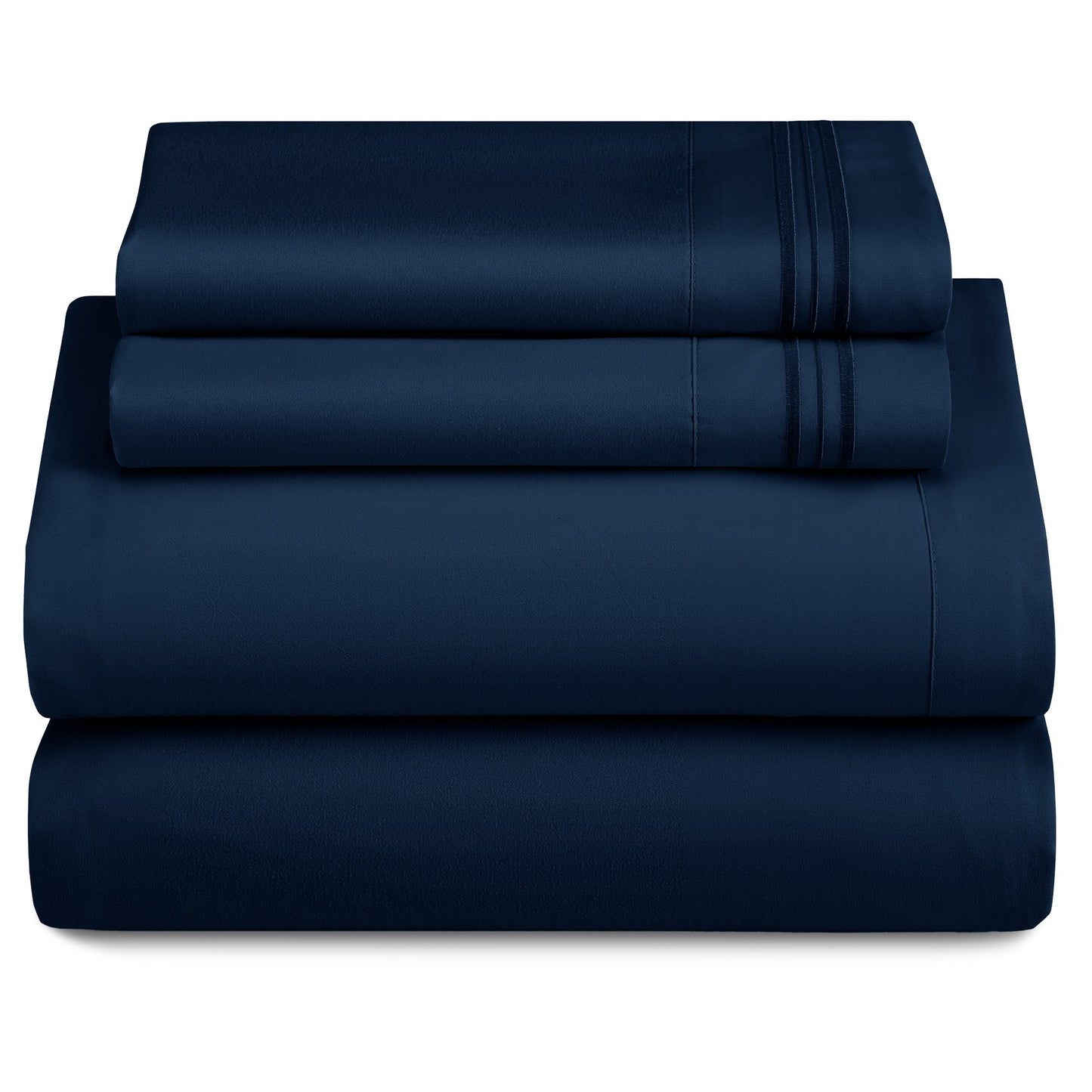 Lux Decor 4 Pieces Solid Bedsheets - 1800 Series Stylish Comfy Bedding Sheet Set - Hotel Luxury Skin Friendly Cooling Sheets & Embroidered Pillowcases Without Filler - Classic Collection With 16 Inches Deep Pocket Room decor - Shrinkage & Fade Resistant