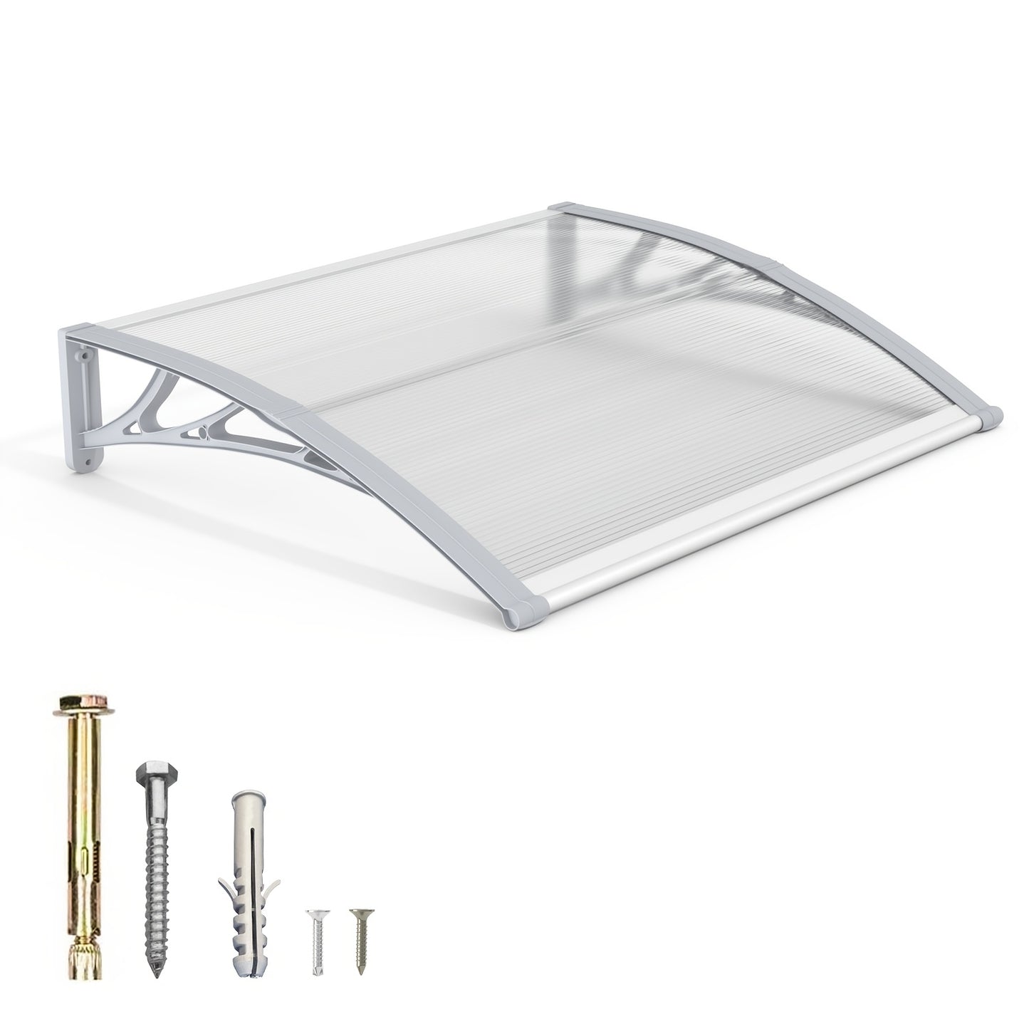 30/ 40/ 48/ 60/ 80" Window Awning Door Canopy Overhang Awnings for Doorways Polycarbonate Cover Patio Door Awning UV Rain Snow Sunlight Protection Hollow Sheet