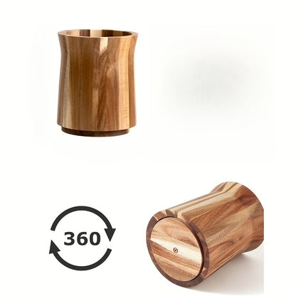Wood Utensil Holder Compatible for Asian Chopsticks & Cutlery Organizer - Wood Insert-Mounted Space-Saving Countertop/Cabinet Storage with Chopstick Cage (No Screws/Adhesive) - Shelf for Spoons, Knives