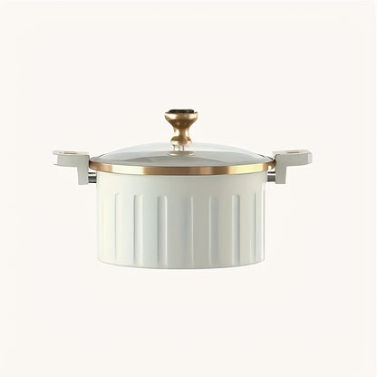 Large Capacity 2.64 Gallon Cast Iron Enamel Saucepan with Lock Cover-non-stick Dutch Oven Cooker, Leak-proof Heavy-duty Design, Strong Legs and Round Handle, Elegant White/ Blue or Mint Green.