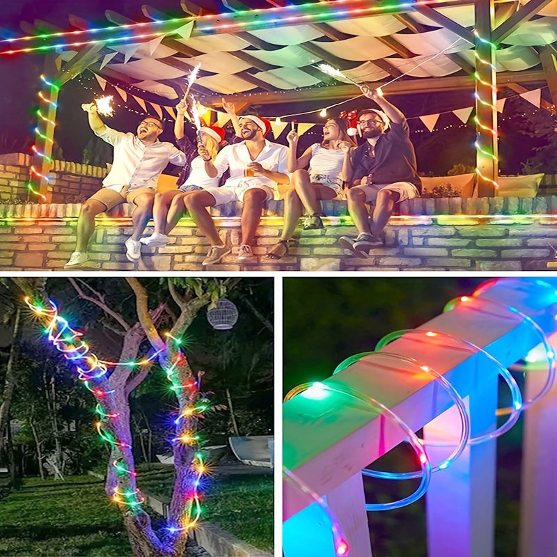 Christmas Lights Solar Rope Lights Outdoor 33FT 100LED Ip65Waterproof Solar String Lights 8 Lighting Modes for Easter for party Garden Yard Home Wedding Valentine'S Day Car Camping Halloween Spring Tree Decoration(Rgb)