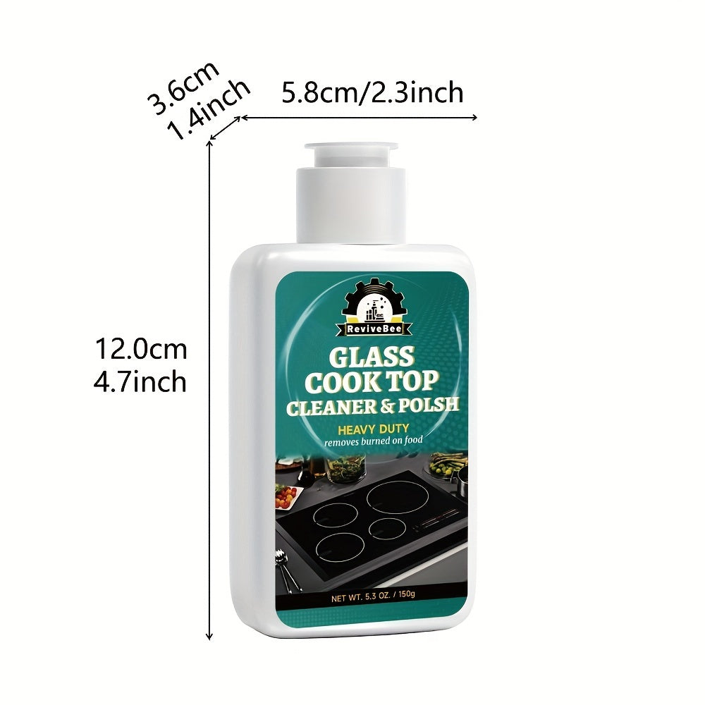 Glass Cooktop Cleaner and Polish – Powerful Stain Remover, Removes Oil Film, Water Spots & Burnt-On Residue, Long-Lasting Surface Protection for Ceramic & Induction Cooktops – 5 Pack Value Set