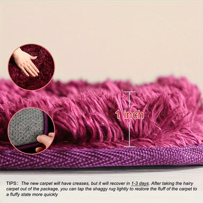 1pc Fluffy Area Rugs For Living Room, Shaggy Plush Rug For Bedroom, Soft Non Slip Floor Carpet For Bedside, Indoor DéCor