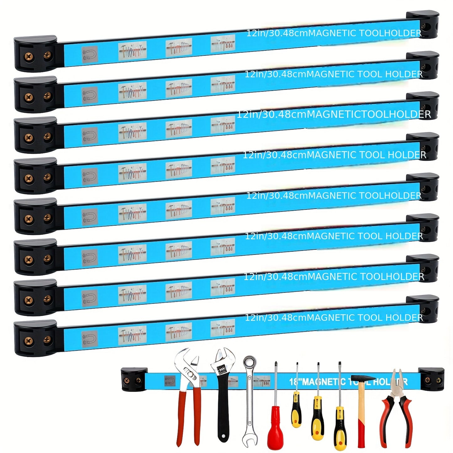 12-18 Inch Tool Rack Set - 8pcs Tool Bar Hardware Tool Kitchenware Iron Product Storage, Suitable for Tool Rooms, Furniture, Kitchen Tool Storage