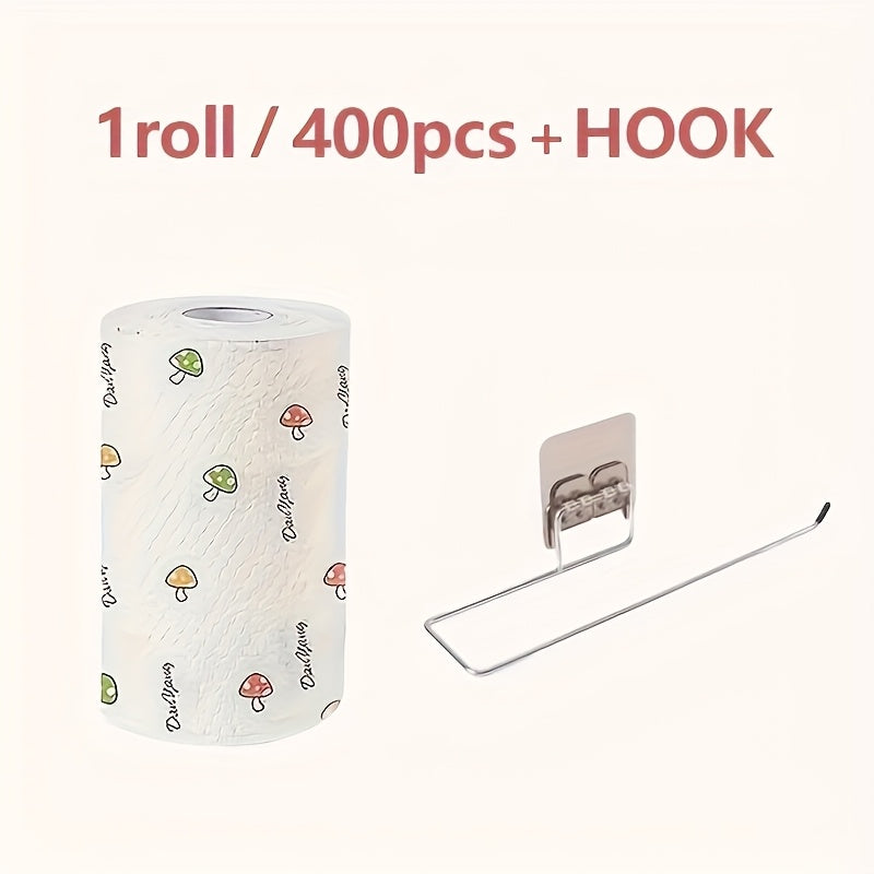 1 Roll With 400 Sheets, Including Hooks, Lazy Towels, Disposable Kitchen Cleaning Towels, Washable Dry And Wet Towels, Dishwashing Towels, Degreasing And Cleaning Paper, Household Towels, Dry Towels, And Cleaning Supplies