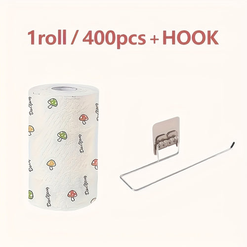 1 Roll With 400 Sheets, Including Hooks, Lazy Towels, Disposable Kitchen Cleaning Towels, Washable Dry And Wet Towels, Dishwashing Towels, Degreasing And Cleaning Paper, Household Towels, Dry Towels, And Cleaning Supplies
