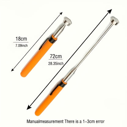 8-Pound Magnetic Pickup Tool with Ergonomic Orange Grip - Extendable Stainless Steel Rod, Portable & Durable Design for Nails, Screws, Small Metal Pieces - DIY, Construction, Workshop Retrieval Tool, Magnetic Tool