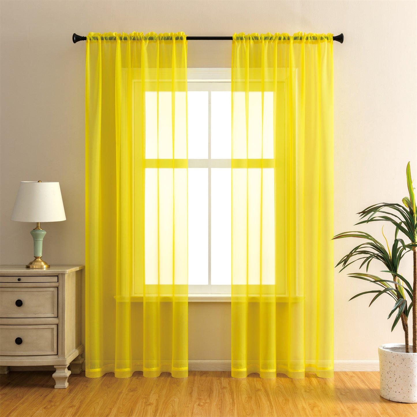 Sheer Curtains 2 Panels Rod Pocket – Light Filtering Privacy Window Drapes for Living Room Bedroom Modern Home Decor