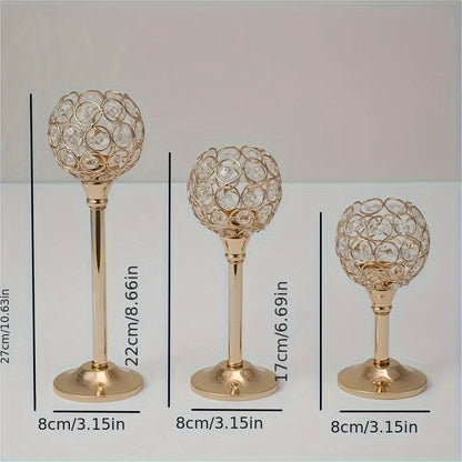 3pcs Crystal Candle Holder, Windproof Candle Holder, Christmas, Halloween Candlelight Dinner Photo Props, Wedding Anniversary Wedding Decoration, Home Hotel Decoration, Birthday Gift, Suitable for Table Center Decoration, Wedding, Catering