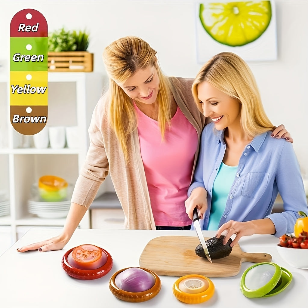 Avocado Preservation Box And Onion Storage Set, Silicone Vegetable And Fruit Preservation Box, Suitable for Refrigerators, Reusable Fresh Preservation Box, Suitable for Tomatoes, Lemons, Garlic, Potatoes - Reducing Food Waste