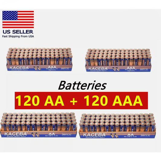 Bulk AA AAA Batteries 240 Pack 1.5V Alkaline 120 AA and 120 AAA Long-Lasting Disposable Batteries for Remote Control Clock Lamp Toy Flashlight Low Drain Devices
