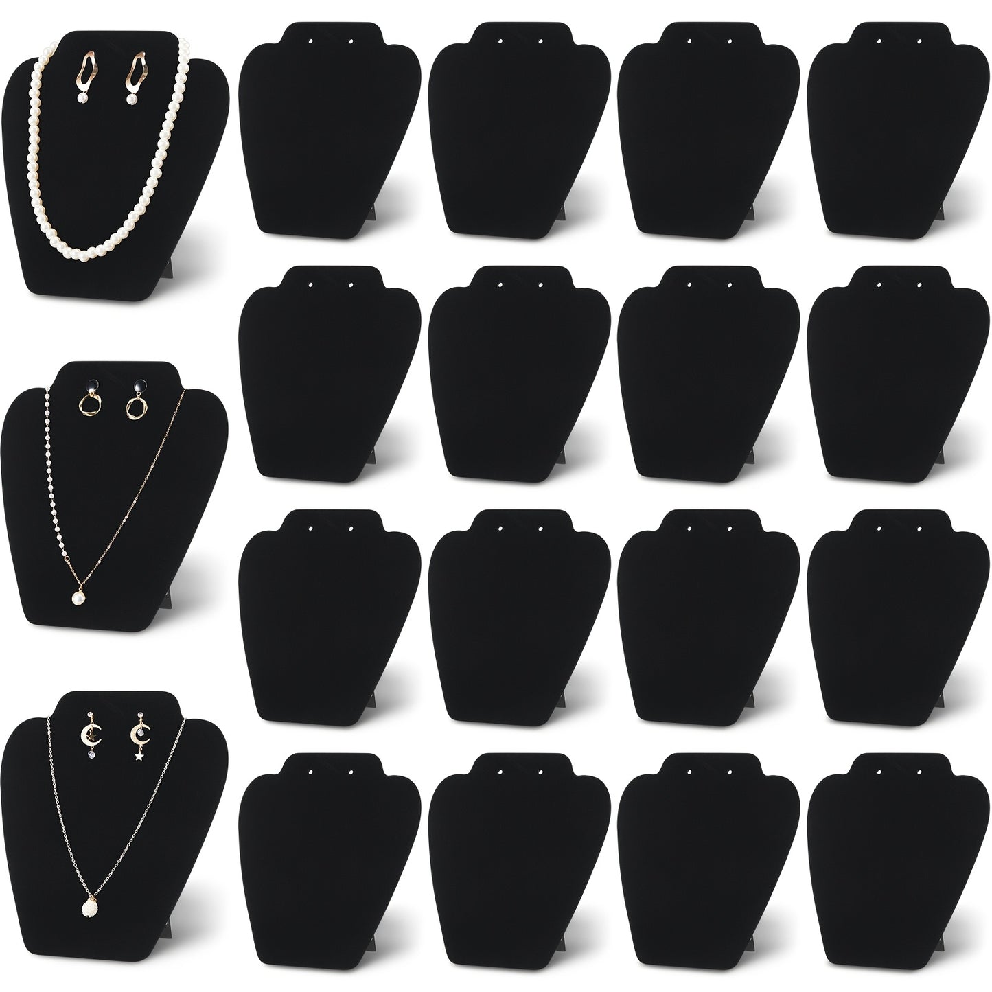 24pcs 7.38'' X 8.25'' Black Velvet Necklace Display Necklace Easel Stand Jewelry Display Holders Collapsible Necklace Display Stand Jewelry Display for Selling for Necklace Earrings Home Store Jewelry Rack, Jewelry Towers