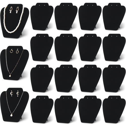 24pcs 7.38'' X 8.25'' Black Velvet Necklace Display Necklace Easel Stand Jewelry Display Holders Collapsible Necklace Display Stand Jewelry Display for Selling for Necklace Earrings Home Store Jewelry Rack, Jewelry Towers