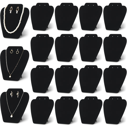 24pcs 7.38'' X 8.25'' Black Velvet Necklace Display Necklace Easel Stand Jewelry Display Holders Collapsible Necklace Display Stand Jewelry Display for Selling for Necklace Earrings Home Store Jewelry Rack, Jewelry Towers