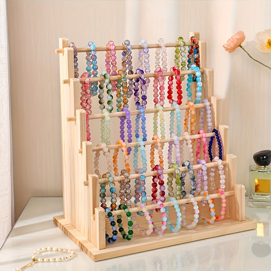 1pc Vintage 6 Tier Wooden Stepped Jewelry Tower Storage And Display Rack with Removable Bead Storage for Bracelets, Watches, Hair Accessories, DIY Crafts, Etc. - Multi-functional Large Capacity Wooden Jewelry Rack, Jewelry Tower6, Jewelry Towers